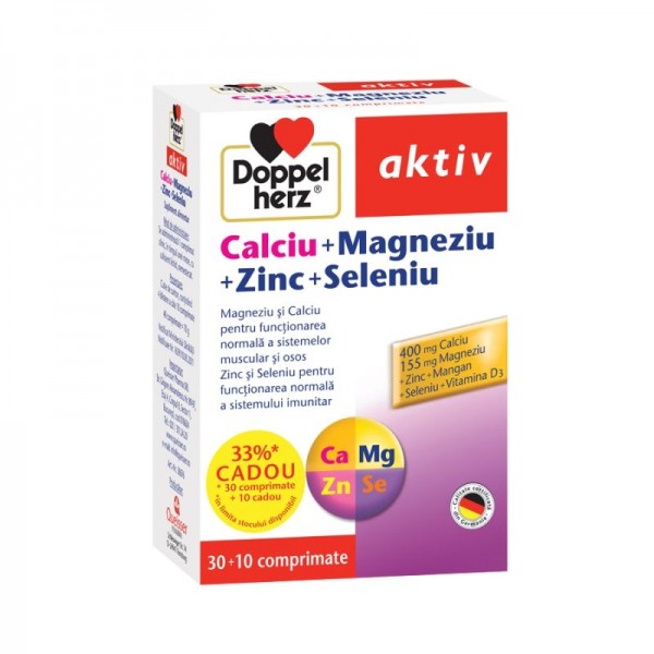 Aktiv Calciu + Magneziu + Zinc + Seleniu Doppelherz - 30 capsule + 10 cadou