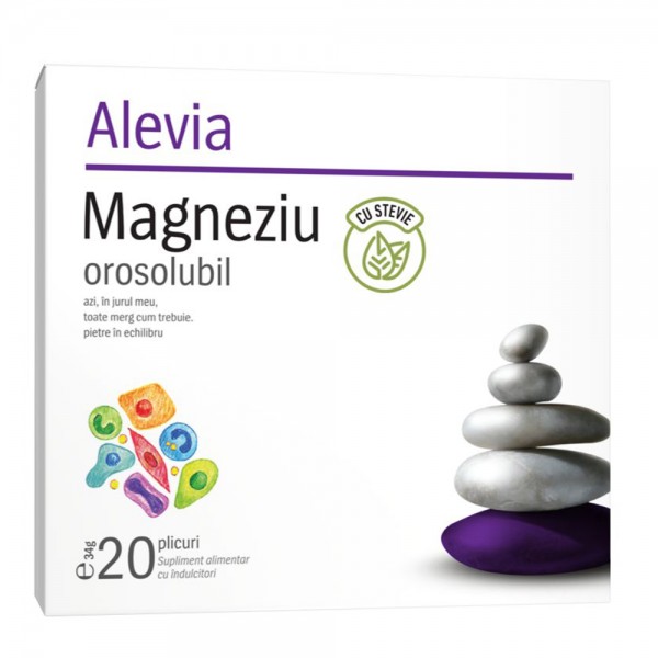 Magneziu orosolubil cu stevie Alevia - 20 plicuri