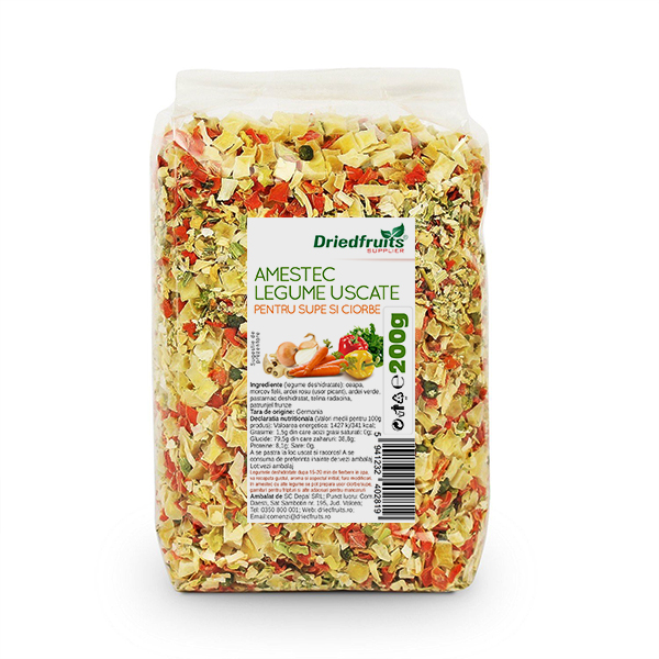 Amestec legume pentru supe si ciorbe - 100% produs natural, Fara Sare - Driedfruits - 200 g