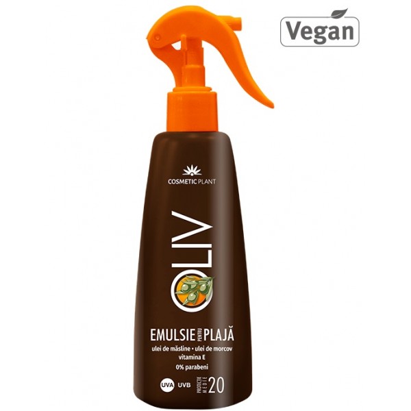 Emulsie pentru plaja OLIV SPF20 cu vitamina E, ulei masline si ulei morcov Cosmetic Plant - 200 ml