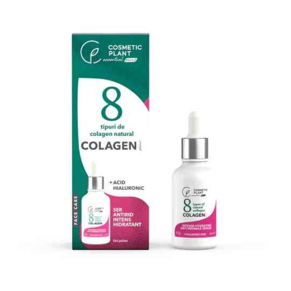 Ser antirid intens hidratant Colagen Plus cu 8 tipuri colagen & acid hialuronic & aloe vera Cosmetic Plant - 30 ml