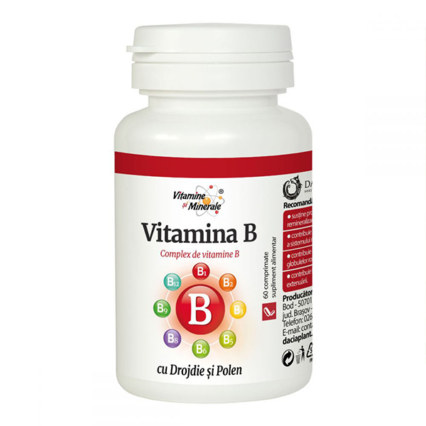Vitamina B cu drojdie si polen Dacia Plant - 60 comprimate