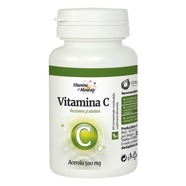 Vitamina C Acerola 500 mg Dacia Plant - 60 comprimate