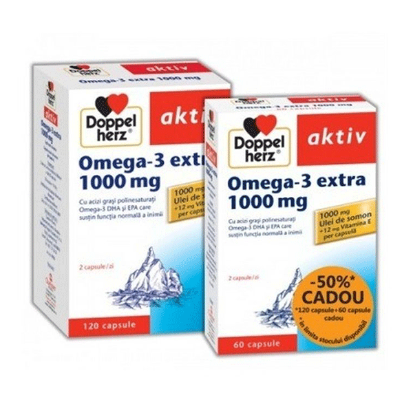 Aktiv Omega 3 extra 1000 mg Doppelherz - (Pachet 120 capsule + 60 capsule)