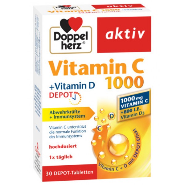 Aktiv Vitamina C 1000 mg + Vitamina D Depot Doppelherz - 30 capsule