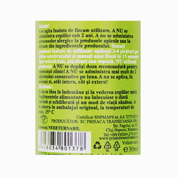 Solutie cu propolis pentru copii Prisaca Transilvania - 30 ml