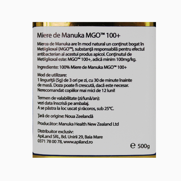 Miere Manuka MGO (100+) Manuka Health - 500 g