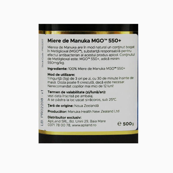 Miere Manuka MGO (550+) Manuka Health - 500 g