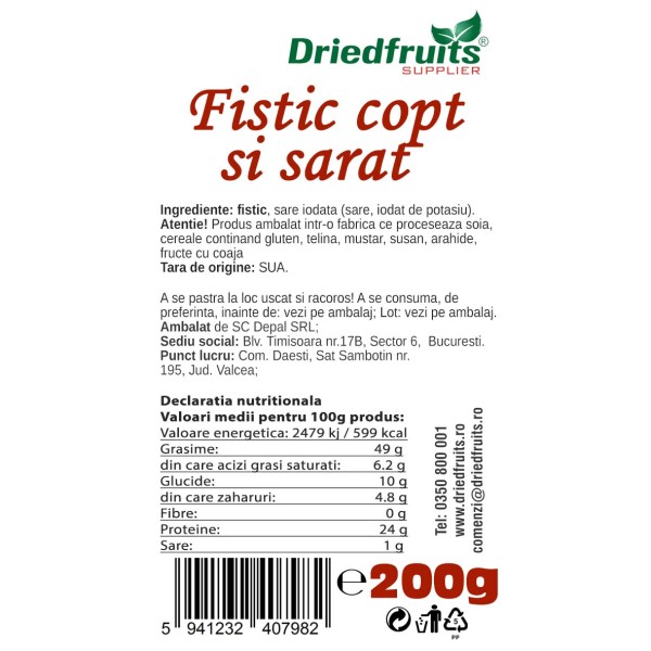 Fistic copt si sarat Driedfruits - 200 g