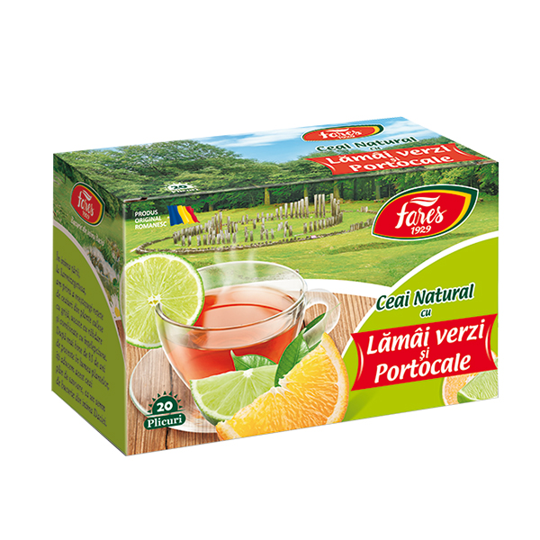 Ceai de lamai verzi si portocale (20 pliculete) Fares - 40 g