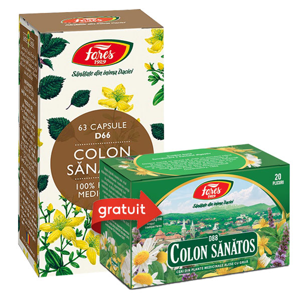 Pachet Colon sanatos 63 capsule + Ceai colon sanatos (20 pliculete) gratis Fares
