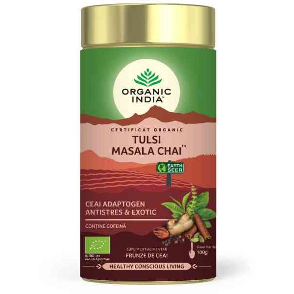 Ceai Tulsi (Busuioc Sfant) Masala Chai (fara gluten) BIO Organic India - 100 g