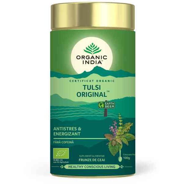 Ceai Tulsi (Busuioc Sfant) original (fara gluten) BIO Organic India - 100 g