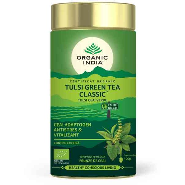 Ceai verde Tulsi (busuioc sfant) (fara gluten) BIO Organic India - 100 g