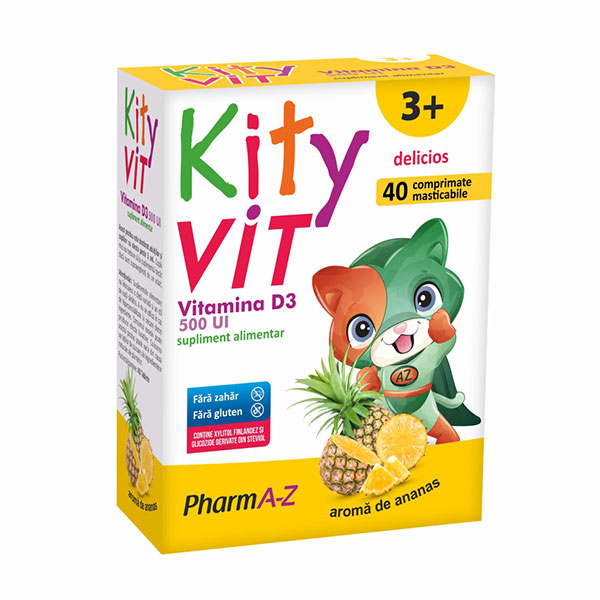 KityVit vitamina D3 500UI (fara zahar) PharmA-Z - 40 comprimate masticabile