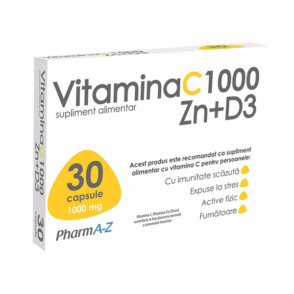 Vitamina C1000 cu zinc si D3 PharmA-Z - 30 capsule