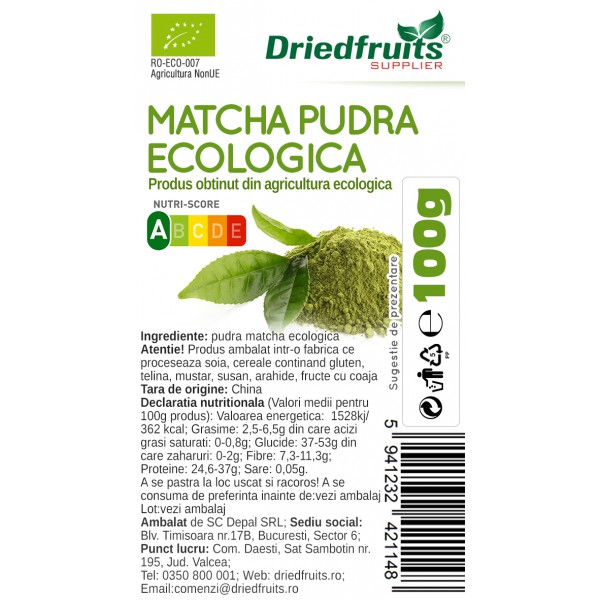 Matcha pudra BIO Driedfruits - 100 g