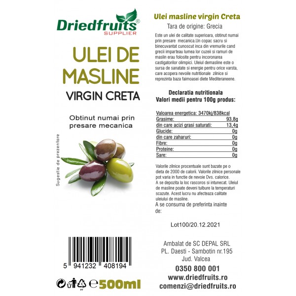 Ulei masline conventional virgin Driedfruits - 500 ml