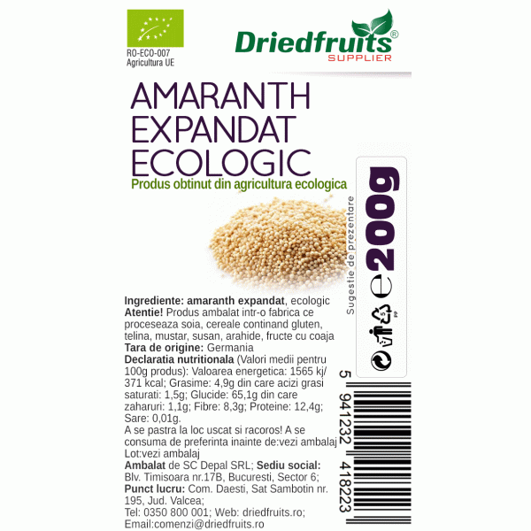 Amaranth expandat BIO Driedfruits - 200 g