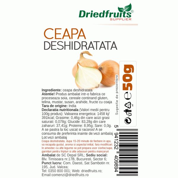 Ceapa deshidratata Driedfruits - 50 g