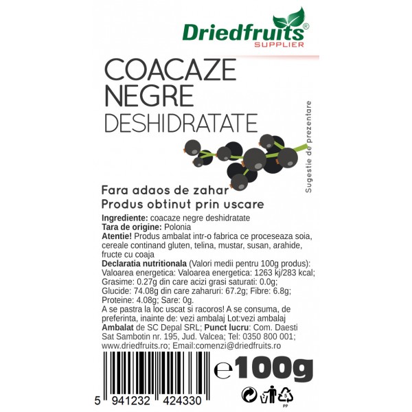 Coacaze negre deshidratate Driedfruits - 100 g