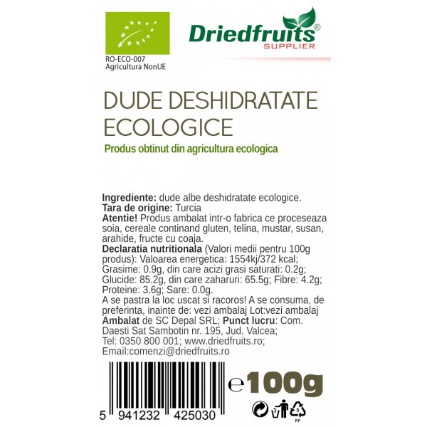Dude deshidratate BIO Driedfruits - 100 g