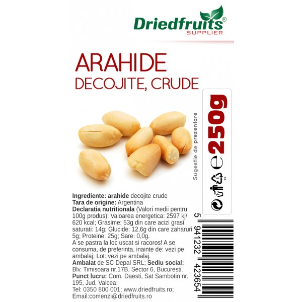 Arahide decojite crude (albe) Driedfruits - 250 g