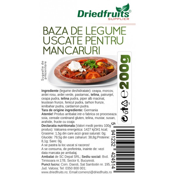 Baza de legume uscate pentru mancaruri Driedfruits - 200 g