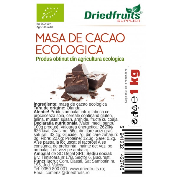 Masa cacao BIO Driedfruits - 1 kg