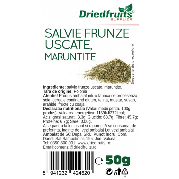 Salvie frunze uscate (maruntite) - 50 g