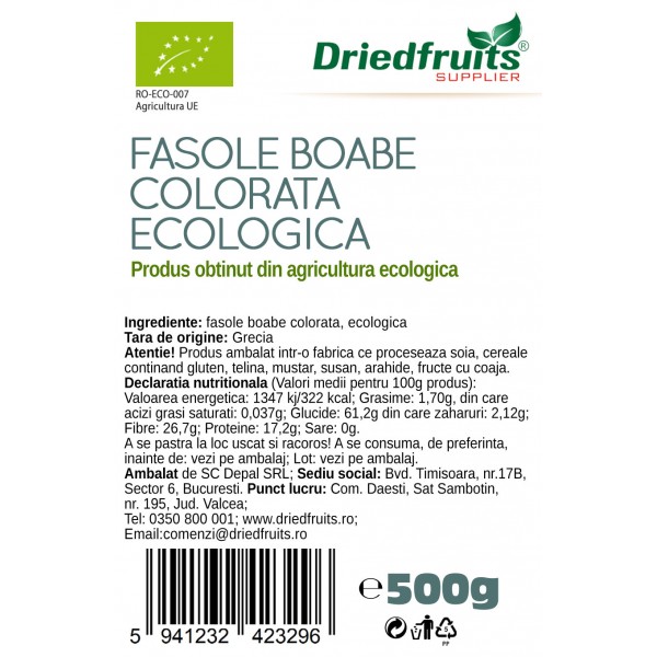 Fasole colorata (stacojie) Grecia BIO Driedfruits - 500 g
