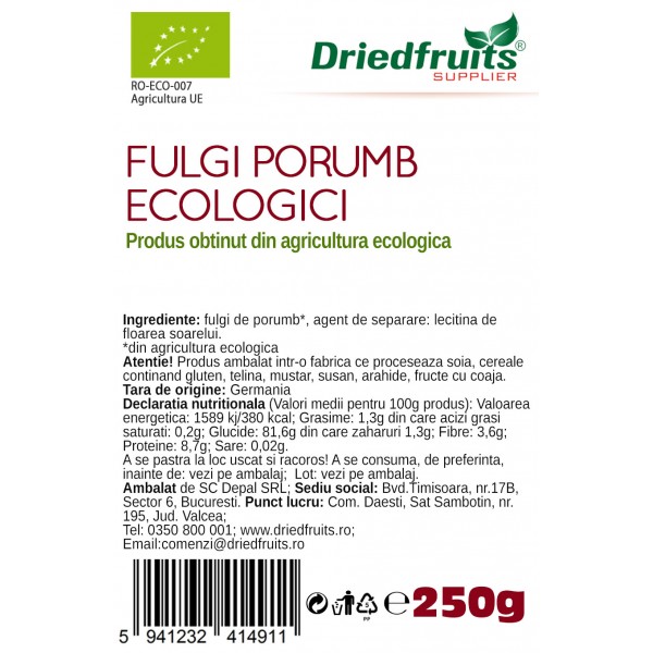 Fulgi porumb BIO Driedfruits - 250 g
