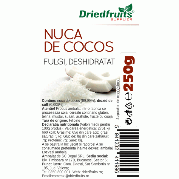 Cocos fulgi deshidratat Driedfruits - 250 g