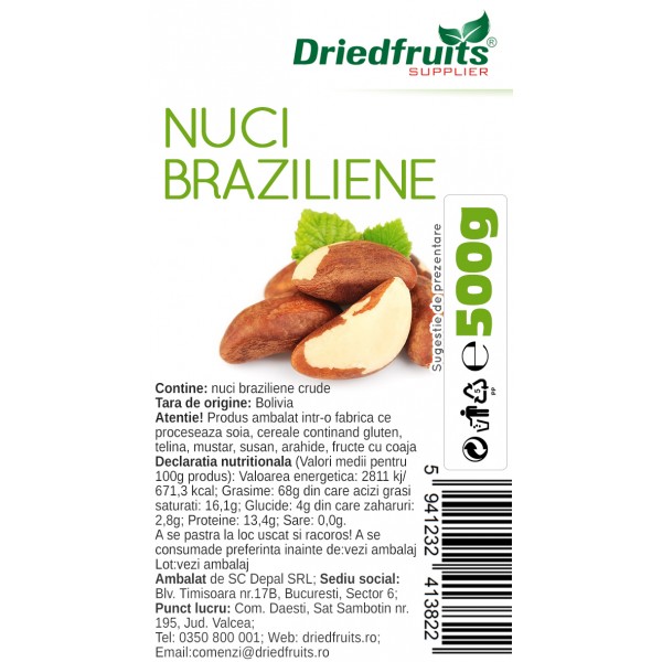 Nuci braziliene crude Driedfruits - 500 g