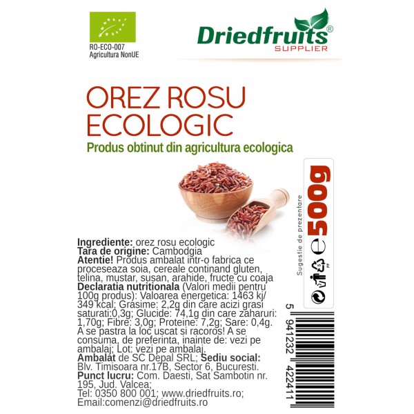 Orez rosu BIO Driedfruits - 500 g