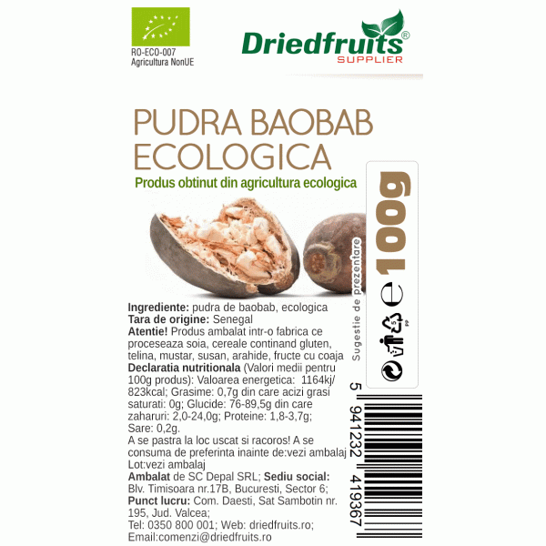 Baobab Pudra BIO Driedfruits - 100 g