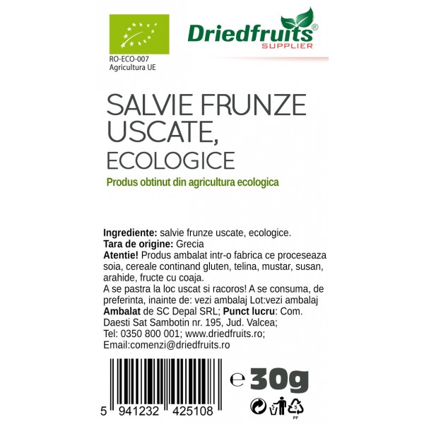 Salvie frunze uscate BIO Driedfruits - 30 g