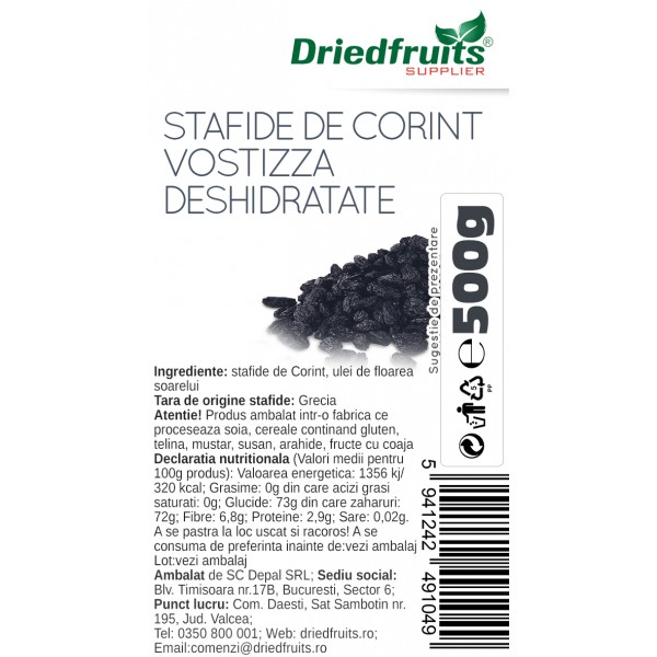 Stafide de Corint (Grecia) Driedfruits - 500 g
