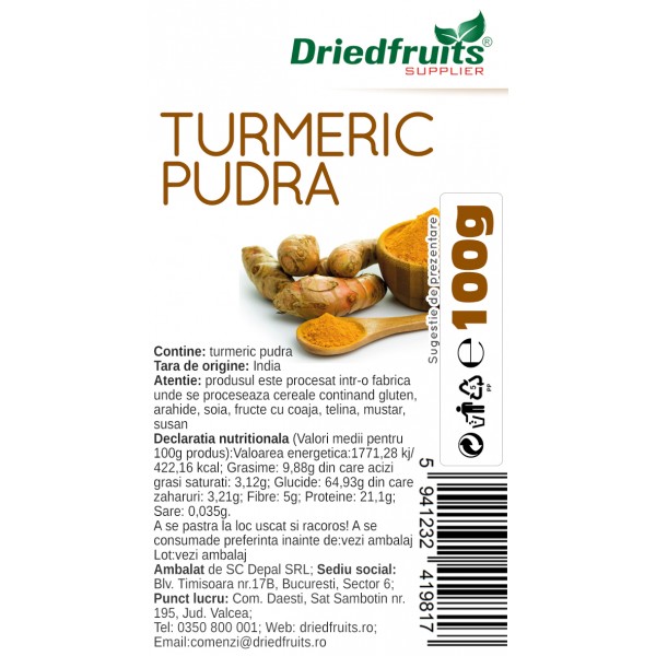 Turmeric pudra Driedfruits - 100 g