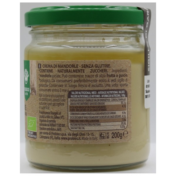 Crema (unt) migdale decojite (fara gluten) BIO Probios - 200 g
