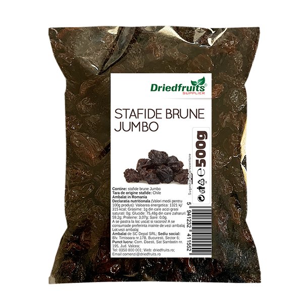 Stafide brune deshidratate Jumbo Chile Driedfruits - 500 g