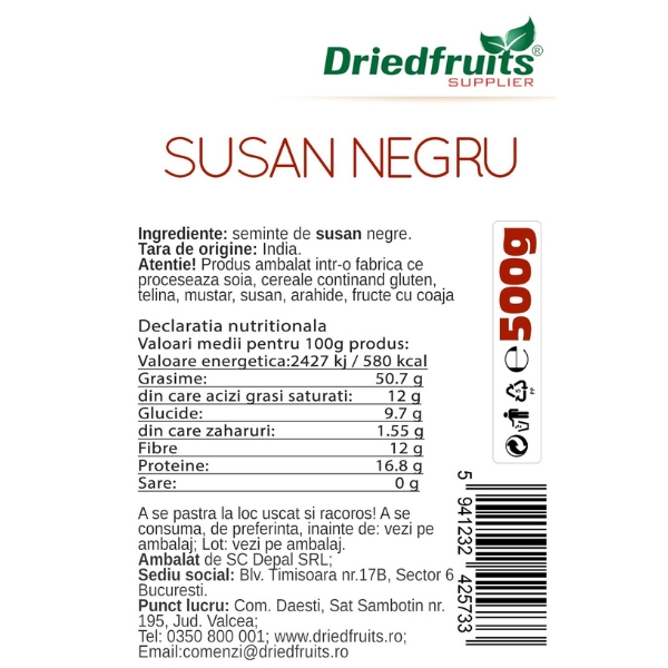 Susan negru Driedfruits - 500 g