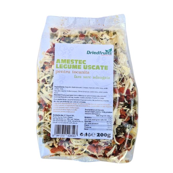 Amestec legume pentru tocanita - 100% produs natural, Fara Sare - Driedfruits - 200 g