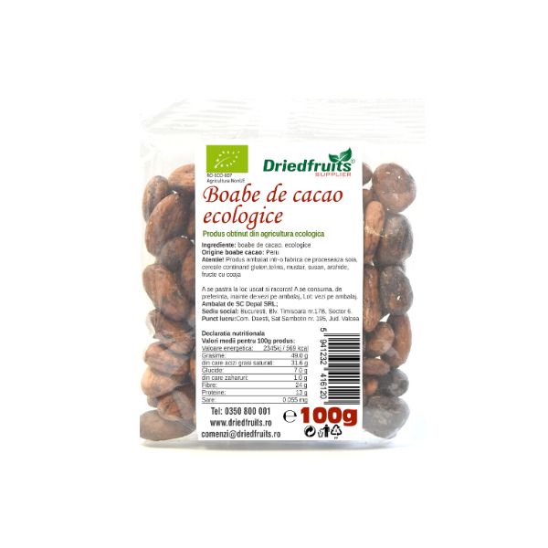 Boabe cacao BIO Driedfruits - 100 g
