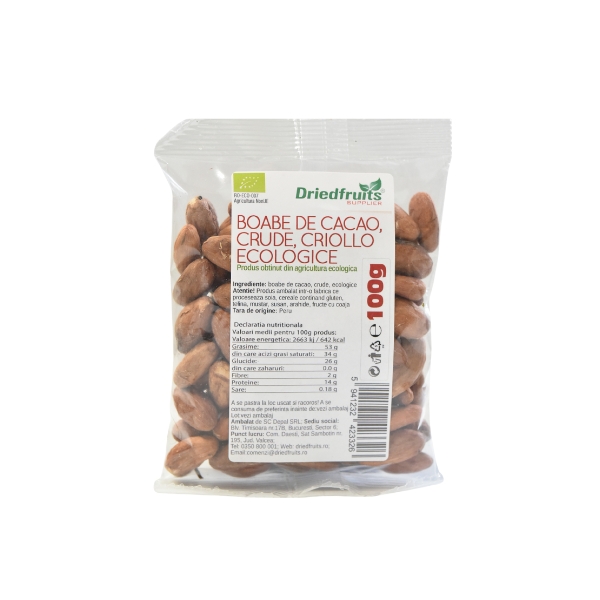 Boabe cacao Criollo BIO Driedfruits - 100 g