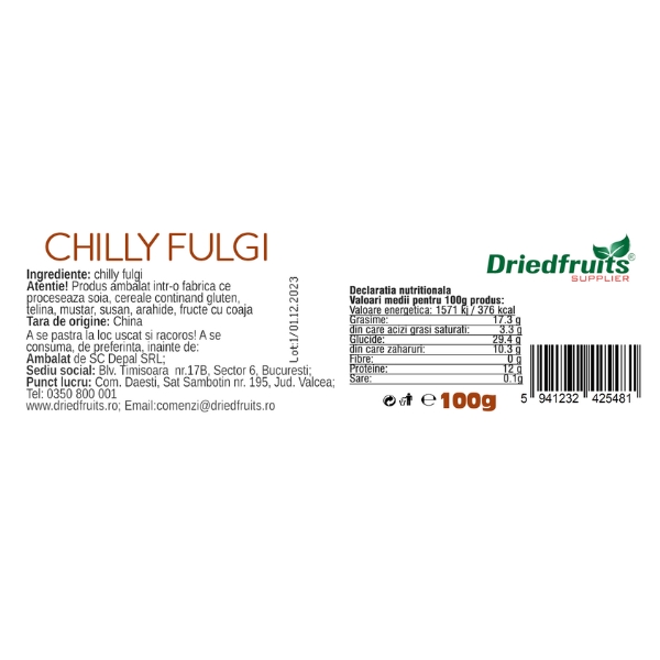 Chilly fulgi (borcan) Driedfruits - 100 g