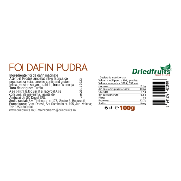 Foi dafin pudra (borcan) Driedfruits - 100 g