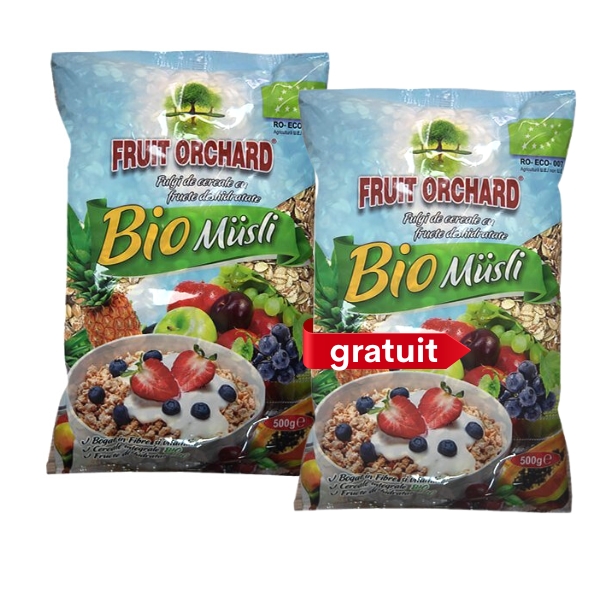Fulgi cereale cu fructe (muesli) BIO Driedfruits - 500 g (Pachet 1+1 gratis)
