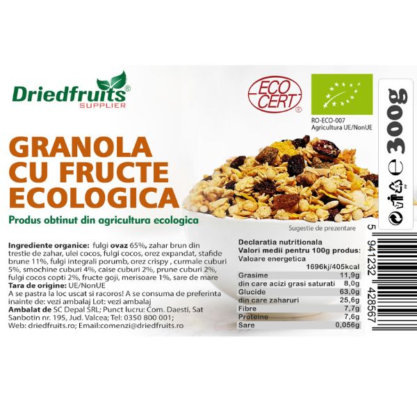 Granola cu fructe BIO Driedfruits - 300 g