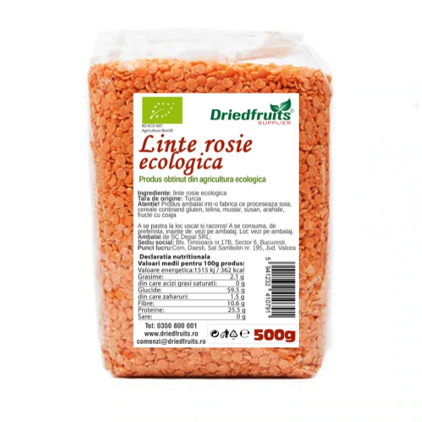 Linte rosie BIO Driedfruits - 500 g